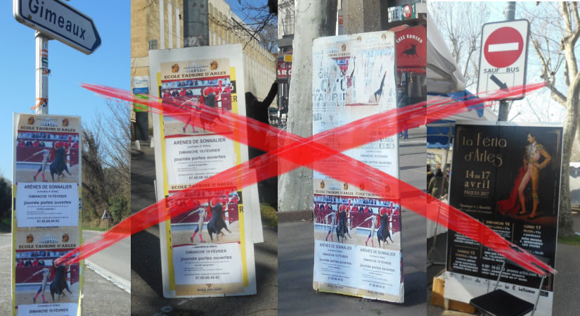 Fin de l’affichage illégal pour les corridas à Arles, une action No Corrida / FLAC